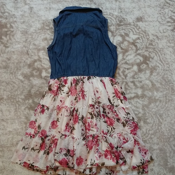 Children's ZUNIE Denim & Floral Lace Dress, size 14-16, GREAT condition! - Picture 3 of 5